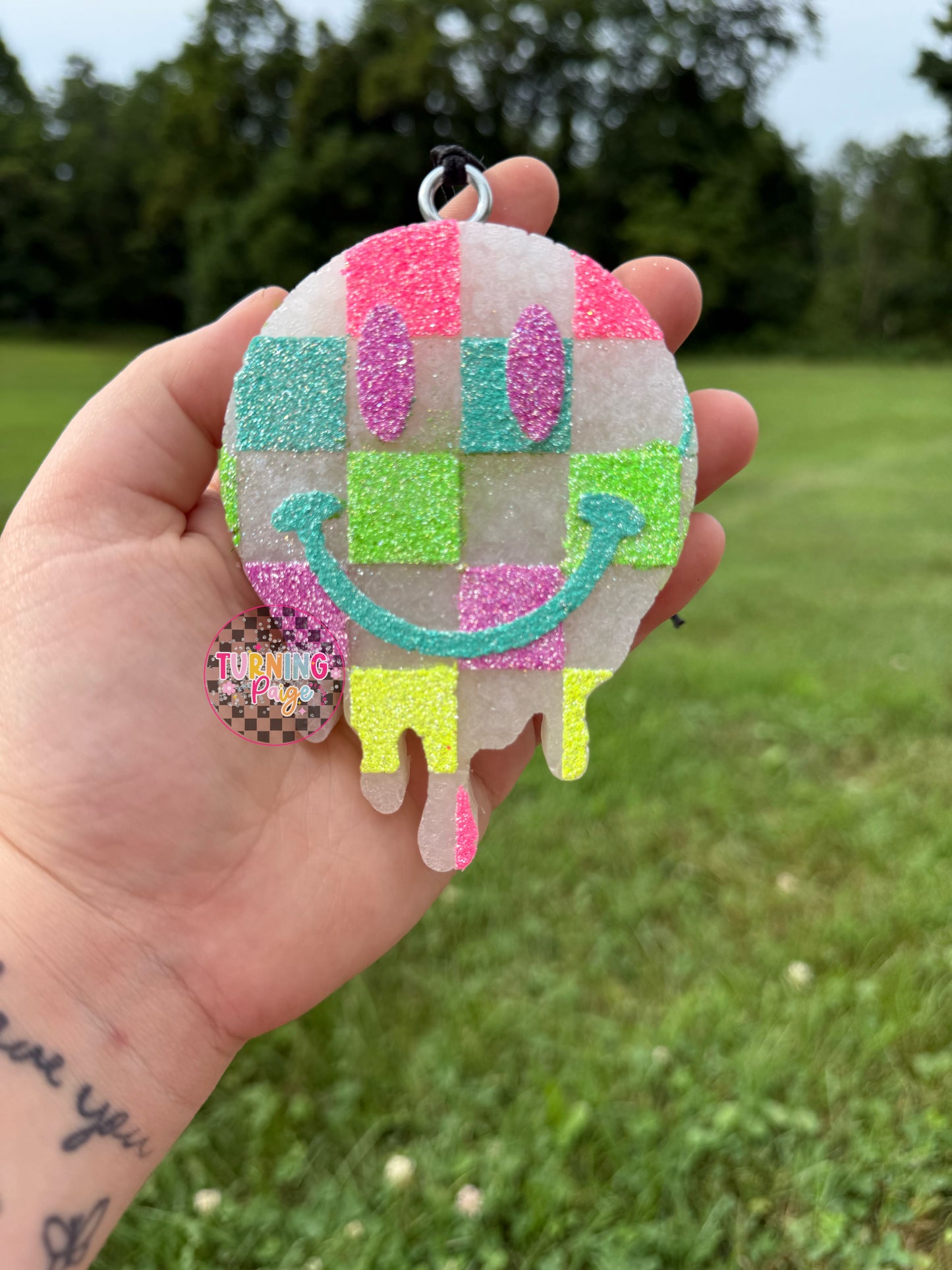Neon Checker Drip Smiley