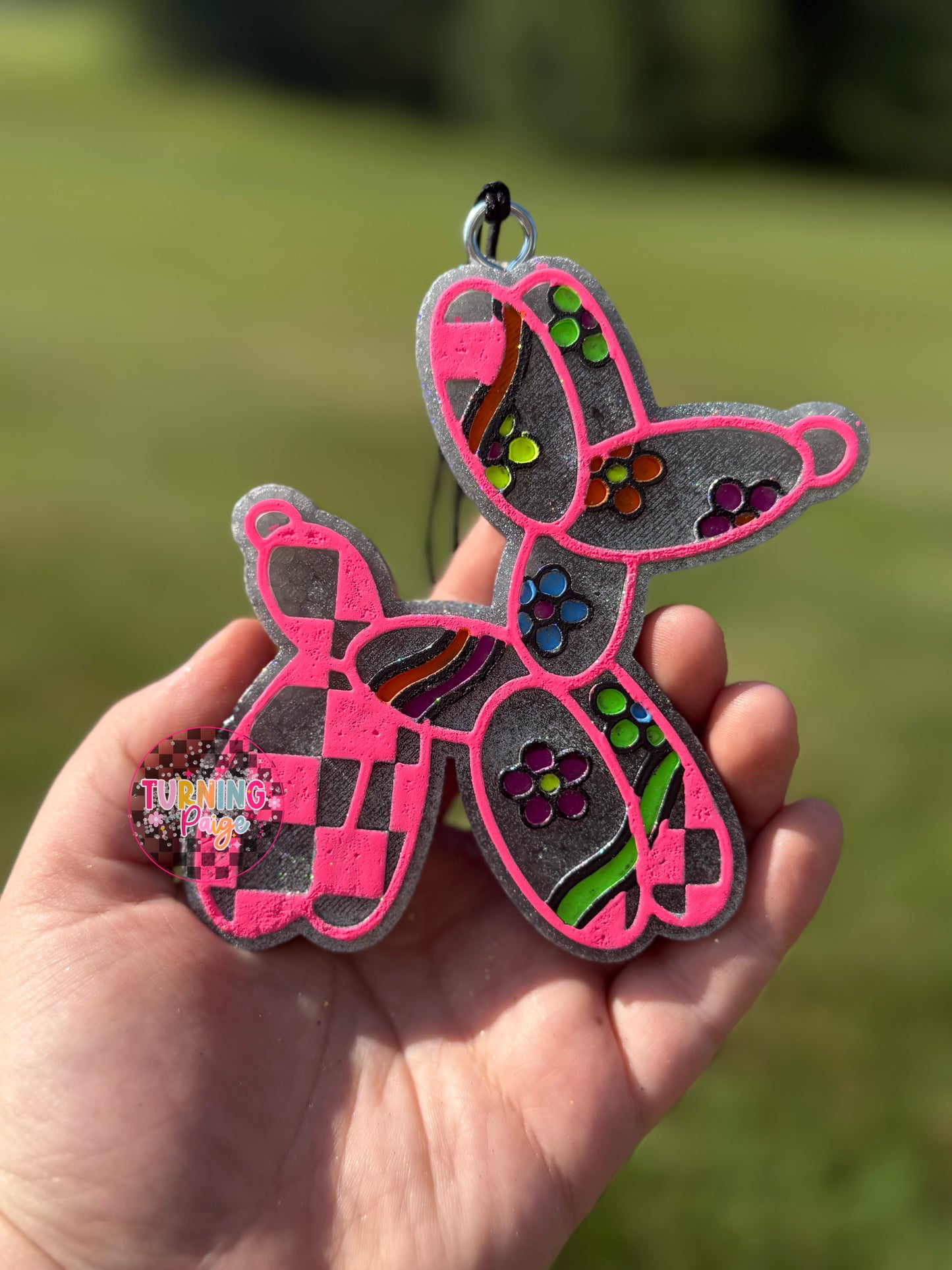 Holographic Neon Groovy Balloon Dog