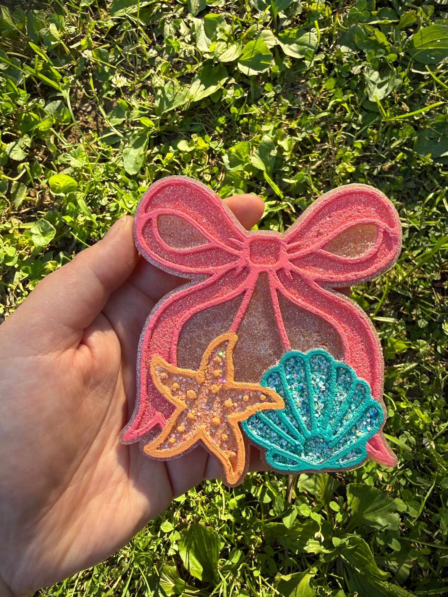 RTS Shells w Bows- Pink Pineapple Sunrise