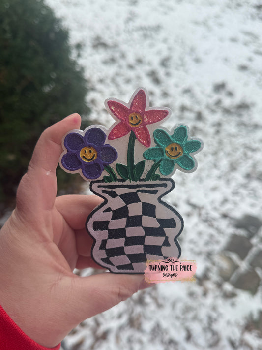 Checkered Vase Flowers