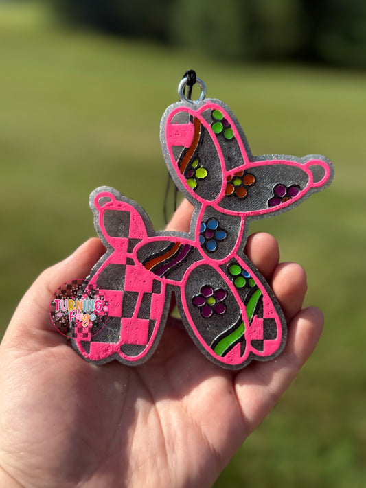 Holographic Neon Groovy Balloon Dog