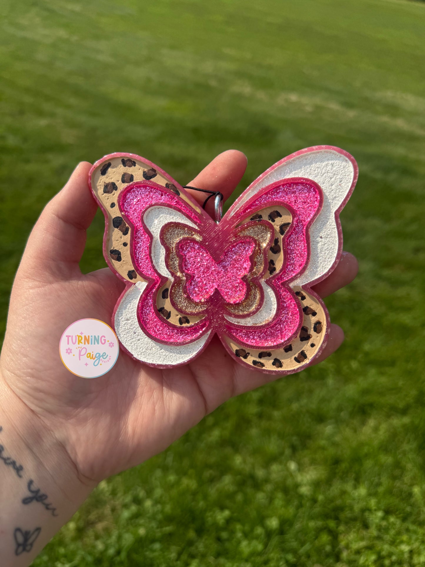 Pink Leopard Retro Butterfly